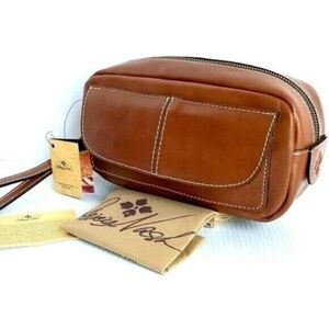 Patricia Nash Remini Brown Leather Wristlet Mirror Removable Strap NWT